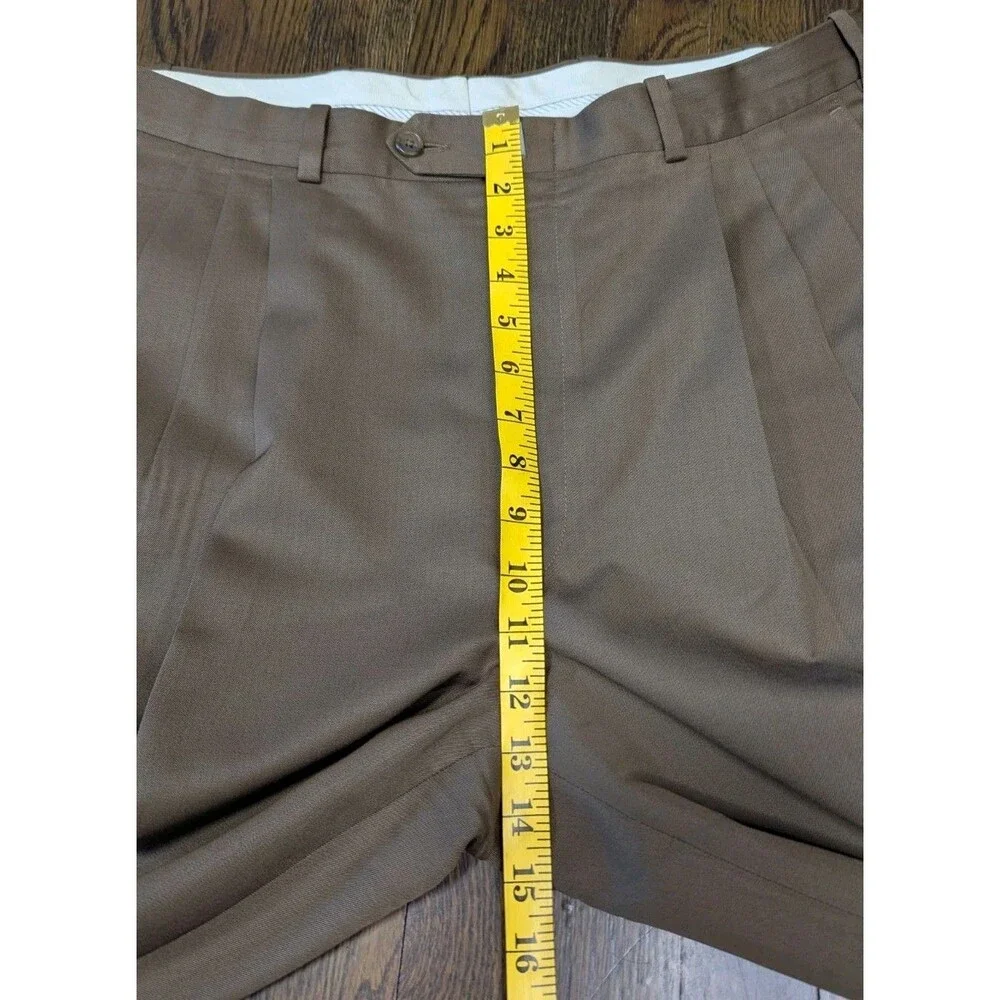 JB Britches Dress Pants Mens 36x31 Brown Wool Pleated Cuffed Trousers Vtg USA